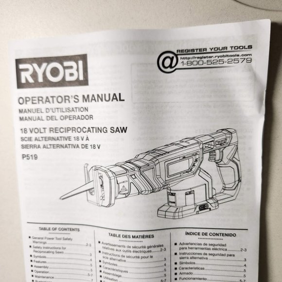 New RYOBI ONE+ 18V Cordless Reciprocating Saw P519 (Tool + blade Only) Brand NEW - Picture 5 of 9